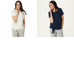 AnyBody Women's Cozy Knit Side Tie T-Shirt with Pocket