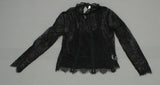 Xhilaration Women's Long Sleeve Lace Lined Mockneck Blouse Top