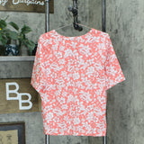 Denim & Co. Women's Floral V-Neck Elbow-Sleeve Jersey Knit Top