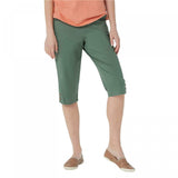 Denim & Co. Plus Size Pull-on Flat Front Pedal Pusher Pants With Horn Buttons