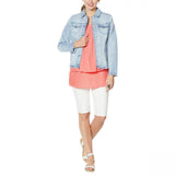 DG2 by Diane Gilman Women's Frayed Hem Denim Jacket