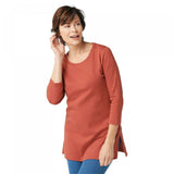 Isaac Mizrahi Live! Women's Essentials Pima Cotton Tunic Top with Long Side Slits