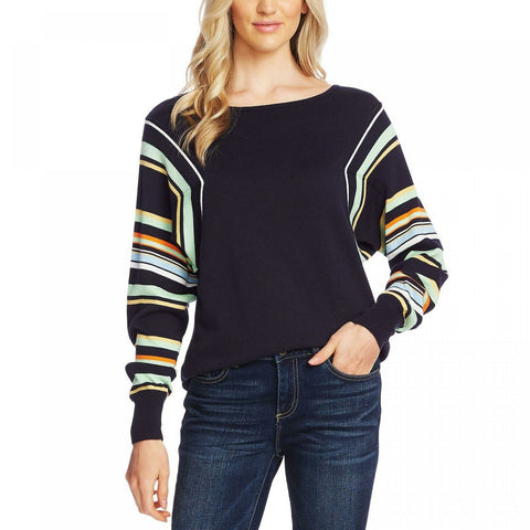 NWT Vince Camuto Womens Striped-Sleeve Sweater. 9169231 XX-Small