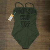 Kona Sol Textured Mini Pucker Square Neck High Coverage One Piece Swimsuit