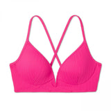 Shade & Shore Women's Lightly Lined V-Wire Ribbed Bikini Top