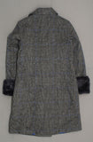 A New Day Women's Plaid Double Breasted Wool Overcoat with Fur Trim