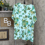 Denim & Co. Plus Printed Jersey Fit & Flare Henley Tunic Top