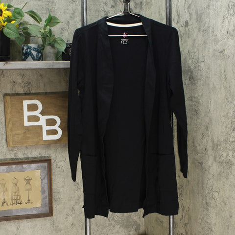 Isaac Mizrahi Live! Essentials Women's Open Front Cardigan Black Large