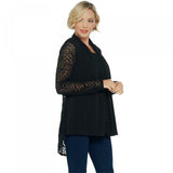 Susan Graver Women's Liquid Knit And Lace Cardigan And Tank Top Set