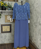 Alex Evenings Mock Two-Piece 3/4 Sleeve Full Length A-Line Gown