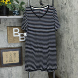 NWT Isaac Mizrahi Live! Essentials Womens Striped Elbow Sleeve Dress. A366501 L