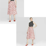 Who What Wear Women's Leaf Print Mid Rise Circle Skirt