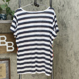 DG2 by Diane Gilman Women's Plus Burnout Embellished Top Navy Stripe 1X