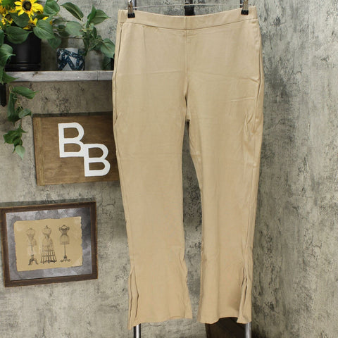 Slinky Brand Women's Pull On Flare Leg Pants Dark Taupe XL