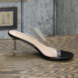 Allegra K Womens Clear Strap Stiletto Heels Black 7