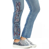 DG2 by Diane Gilman Women's Embroidered Pull-On Exposed Buttons Jeans