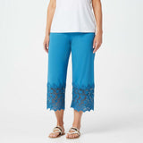 NWT LOGO By Lori Goldstein Plus Crochet Detail Knit Crop Pants. A290500-Plus 1X
