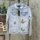 DG2 by Diane Gilman Women's Embroidered Signature Denim Jean Jacket