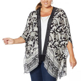 Colleen Lopez Women's Plus Size Crochet Inset Kimono Topper