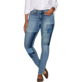 Martha Stewart Women's Patchwork 5 Pocket Ankle Jeans Mid Blue 10