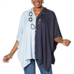 MarlaWynne WynneLayers Women's Plus Size Colorblock Convertible Sweater Poncho