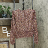 Love, Fire Women's Floral Smocked Waist Long Sleeve Blouse