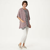 LOGO by Lori Goldstein Women's Plus Size Striated Sweater Shrug & Tank Twinset