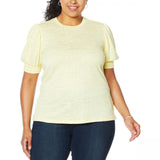 DG2 by Diane Gilman Women's Plus Size Balloon Sleeve Slub Knit T-Shirt