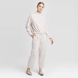 Prologue Women's High Neck Cinched Bottom Cozy Knit Sweatshirt