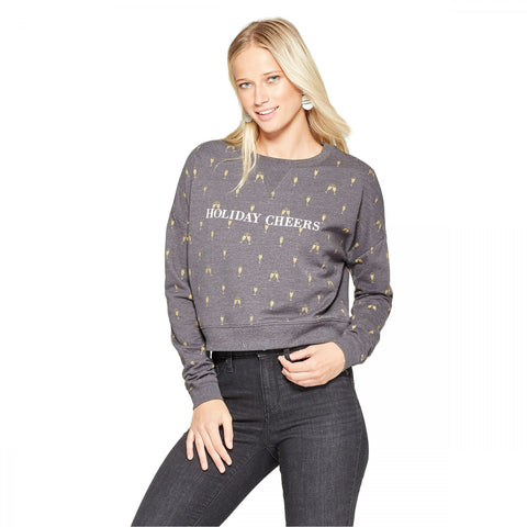 Fifth Sun Women's HOLIDAY CHEERS All-Over Champagne Sweatshirt