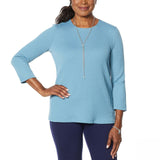 Slinky Brand Women's 3/4 Sleeve Textured Knit Top