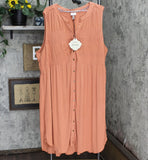 Knox Rose Plus Size Sleeveless Smocked Button-Down Dress 83895508 Brown 2X