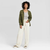 A New Day Women's Long Sleeve Button-Down Utility Top