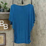 Lock & Love Women's Batwing Stretch Tunic Top Blue XXL