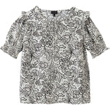 Who What Wear Women's Floral Print Ruffle Short Sleeve Blouse