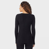 Warm Essentials by Cuddl Duds Women's Textured Fleece Thermal V-Neck Top