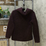 A New Day Women's Sherpa Pullover Cowl Neck Sweater Burgundy XS