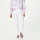 Denim & Co. Women's Slim Ankle Jeans With Button Fly White 10