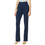 DG2 by Diane Gilman Pull On Stretch Ponte Boot Cut Pants Navy Plus 1X