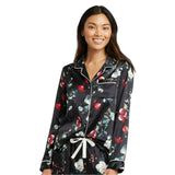 Stars Above Women's Satin Long Sleeve Notch Collar Pajama Top