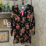 Xhilaration Women's Floral Print Long Sleeve Button Front Mini Dress