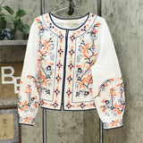 LaBellum by Hillary Scott Lined Hook And Eye Embroidered Jacket Ivory Plus 2X