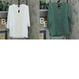 JM Collection Women's Embroidered Keyhole Slub Knit Tunic Top
