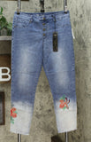 DG2 by Diane Gilman Women's Embroidered Pull-On Exposed Buttons Jeans