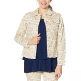 DG2 by Diane Gilman Women's Frayed-Hem Denim Jacket Khaki Paisley Small