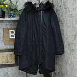 H by Halston Women's Hooded Down Parka With Faux Fur Trim Black 10