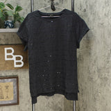 DG2 by Diane Gilman Embellished Cuff Sleeve T-Shirt Black Plus 2X