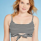 Xhilaration Women's Textured Front Tie Bralette Bikini Swim Top