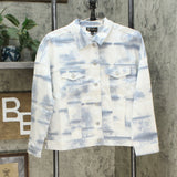 DG2 by Diane Gilman Women's Tie Dye Boxy Jean Jacket Chambray Small