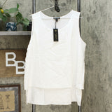 DG2 by Diane Gilman Women's Plus Size Mixed-Media Easy Tank Blouse